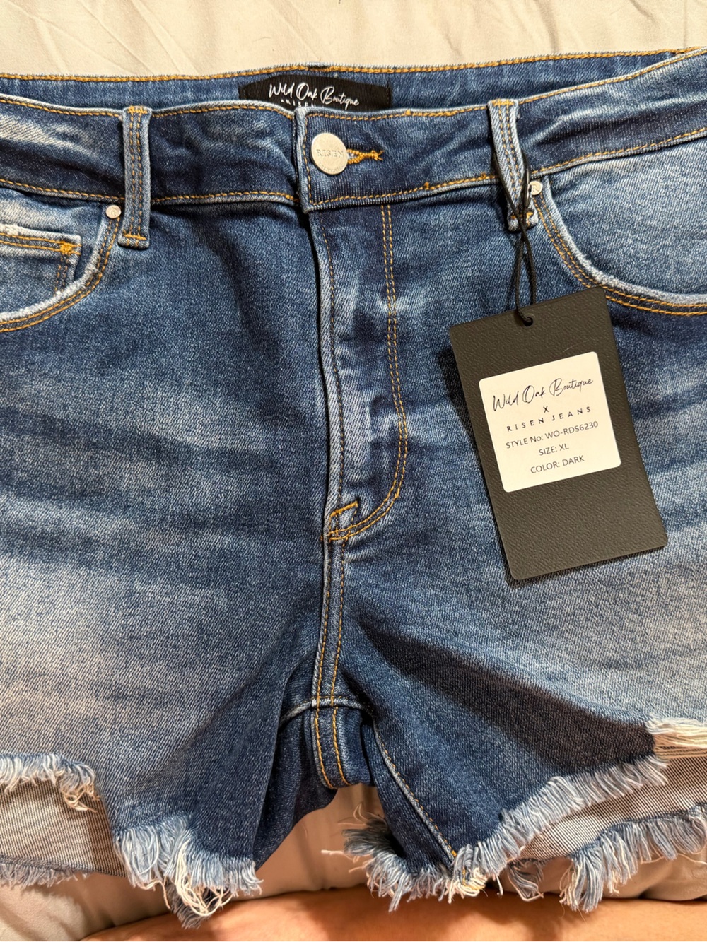 Wild Oak Boutique Risen Jeans Waistband Label - Light Blue Denim